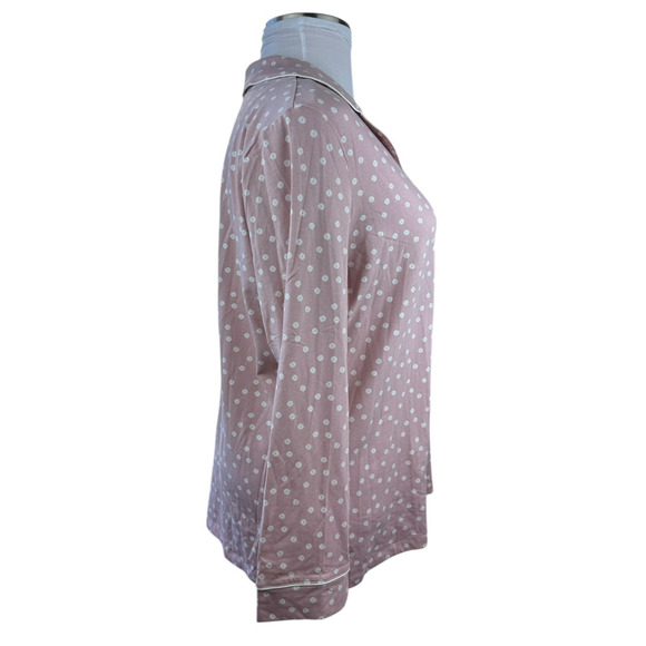 NWT Soma Embraceable Pj Top Perfume Sequin Pocket Pink White Circle Print XL - Picture 8 of 11